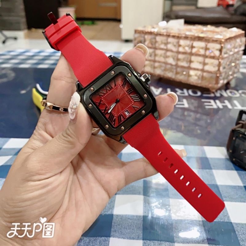 JAM TANGAN WANITA CARTIER RUBBER TGL AKTIF PREMIUM QUALITY DIAMETER 3,5CM||JAMTANGANFASHIONMURAH