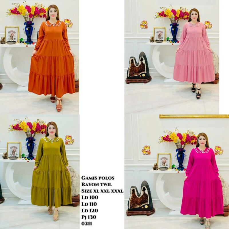 0211 Gamis Rayon Twill Polos / Gamis Viral Rayon Polos / Gamis Rayon Twill Fenjaya