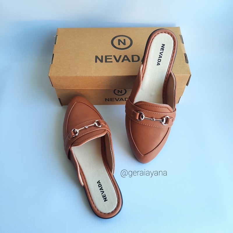 DISKON DAY! Sepatu Sandal Mules - Sandal Wanita Nevada - Flatshoes Sepatu Kerja