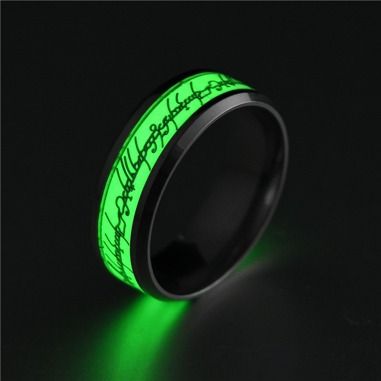 Cincin Luminous Bahan Stainless Steel | Cincin Fluorescent | Cincin Ajaib Bahan Titanium Steel | Perhiasan Gaya Eropa Amerika