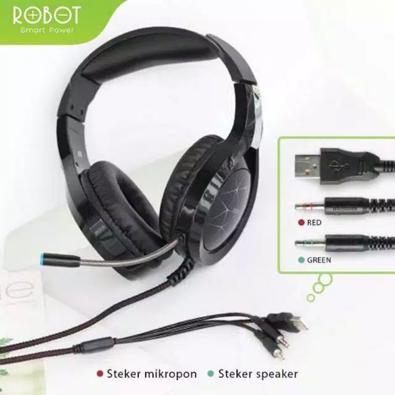 ROBOT RH-G10 Headphone Gaming Wired Headset Wired Earphone 7 LED Extra Bass