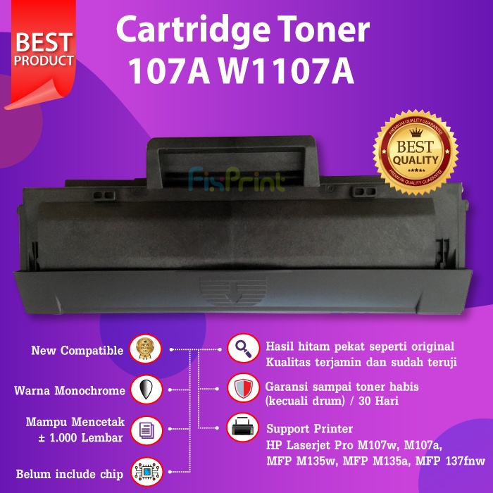 Cartridge Toner Printer HP 107A 107W W1107A Printer Laserjet M107w M107a MFP M135w M135a 137fnw