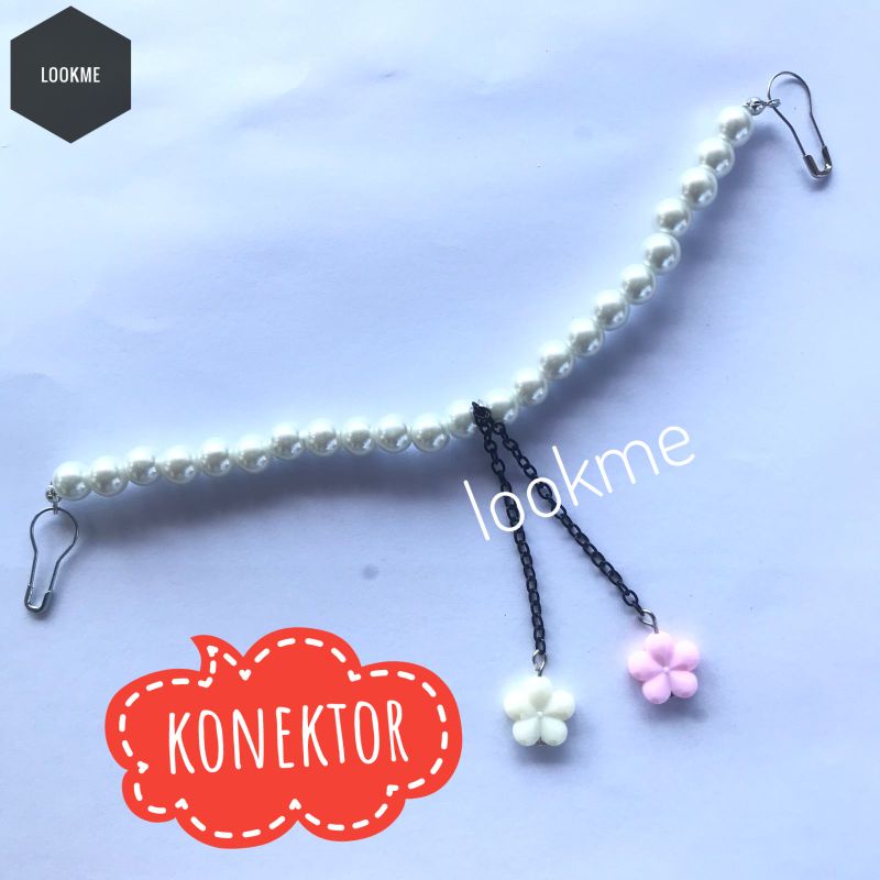 new cod KONEKTOR MUTIARA BUNGA KECIL GANTUNGA TENGAH/konektor masker hijab/pengait masker/tali maske