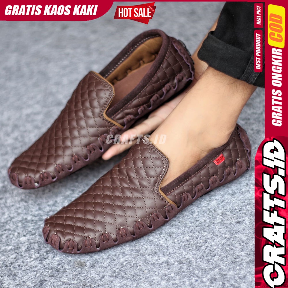 CRAFTS ZIRAGA Sepatu Casual Slip On Kulit Syntetik Slop Antislip Pria Santai Keren Original