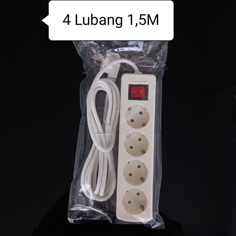 STOP KONTAK  4 Lubang Panjang  Kabel  1,5 Meter ,  Colokan Listrik , + saklar  SNI