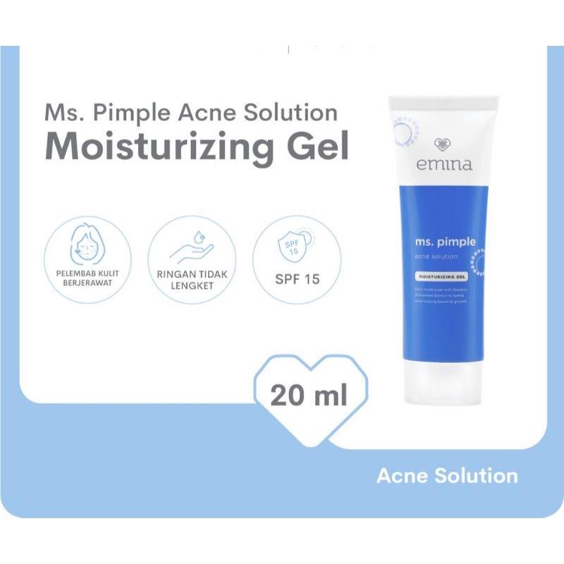 Emina Ms. Pimple Acne Solution Moisturizing Gel 20 ml - Pelembab Wajah Kulit Berjerawat