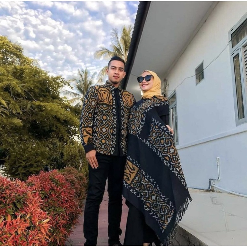 cople baju tenun motif asmat original + free masker 09