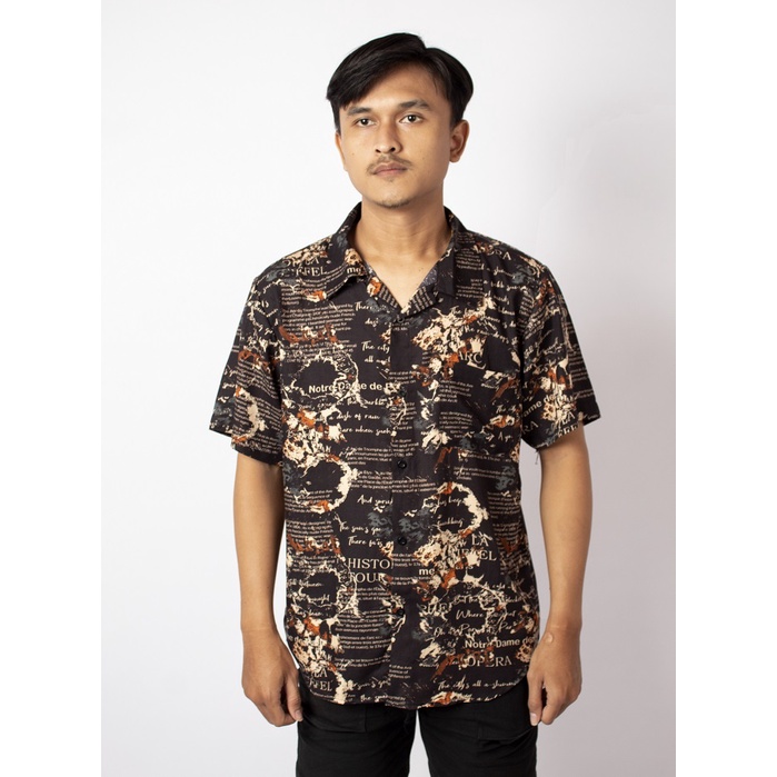 FORTGLASS HAWAI NEWS KEMEJA MOTIF PRIA BAJU PANTAI COWO BALI REGGAE COWO PENDEK SANTAI RAYON PREMIUM