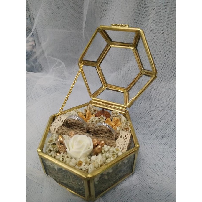 

AKSESORIS PERNIKAHAN RING BOX HEXAGON WEDDING RING BEARER RUSTIC PERLENGKAPAN PESTA CRAFT