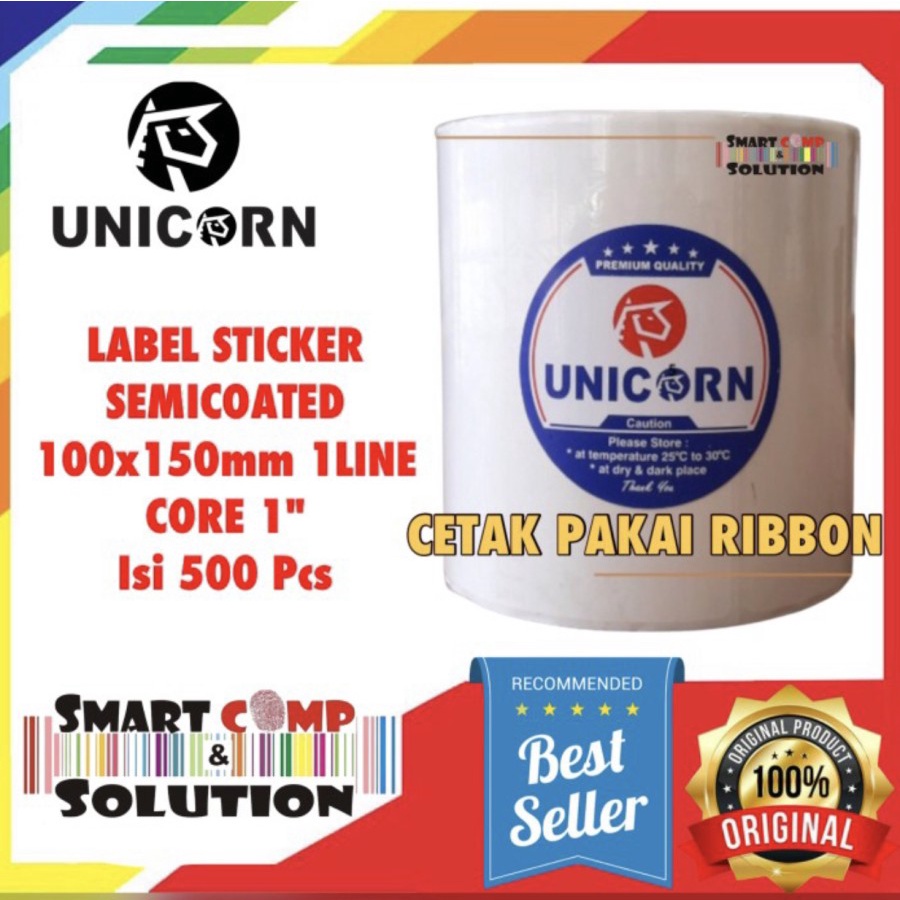 100x150 mm / 100x150mm Semicoat 1LINE 500pcs Core 1&quot; Label Sticker UNICORN A6 resi pengiriman