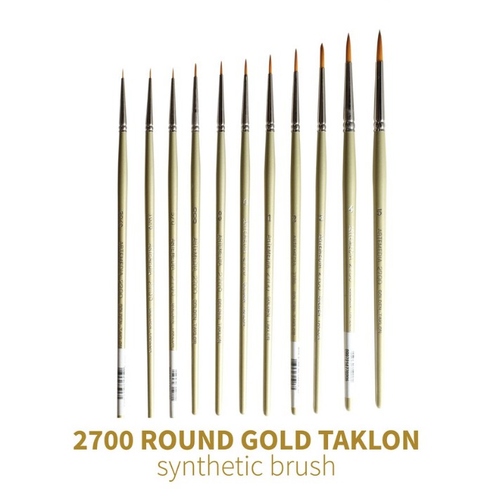 Artemedia 2700 Round Gold Taklon Synthetic Brush