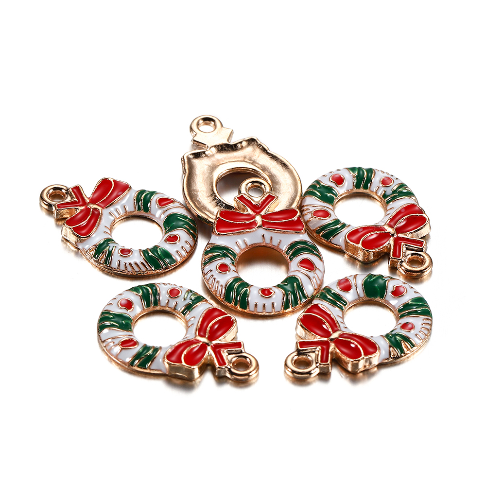 20pcs / Pak Ornamen Manik-Manik Pohon Natal Bahan Metal Untuk Membuat Perhiasan Gelang Diy