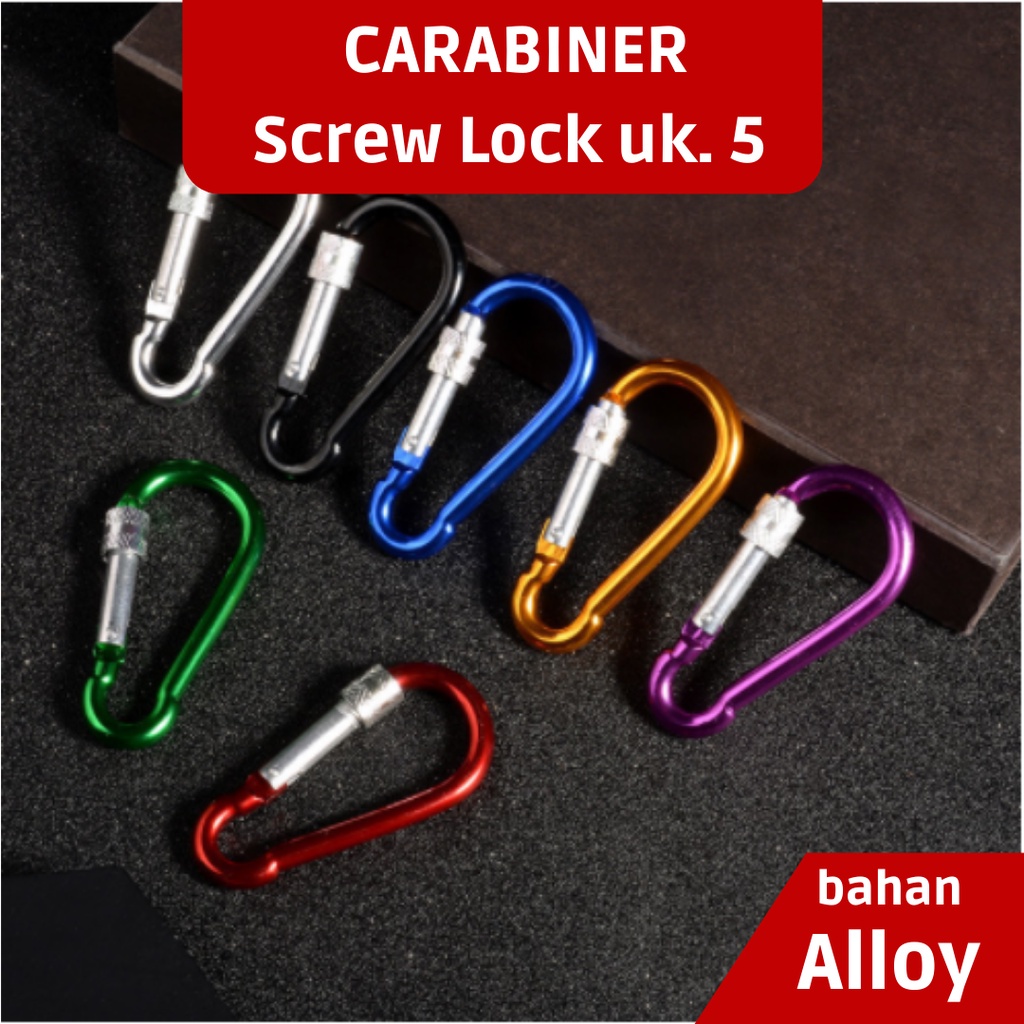 CARABINER SCREW NO 5 CARBINER LOCK Alloy Aluminium Kaitan Gantungan Kunci Mini dengan Pengunci