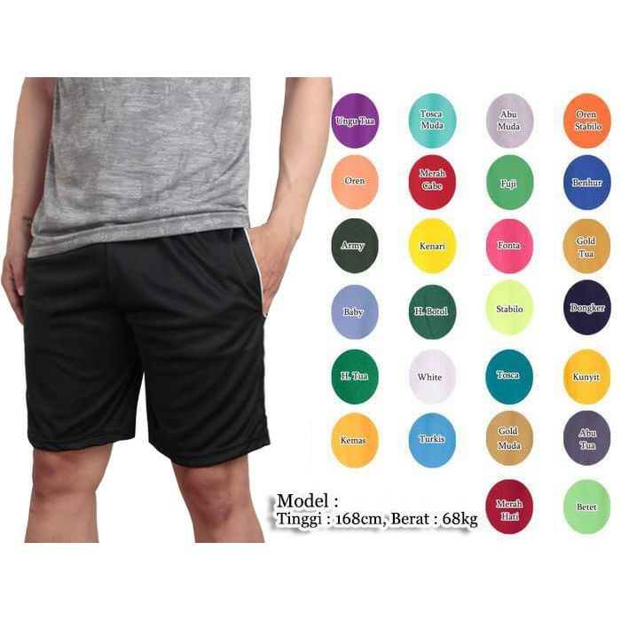 DRIFIT celana pendek kantong polos bahan drifit banyak warna
