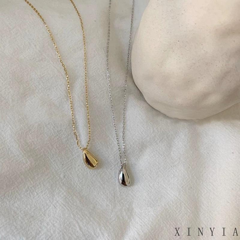 Xia.id Kalung Rantai Clavicle Simple Desain Tetesan Air Untuk Wanita