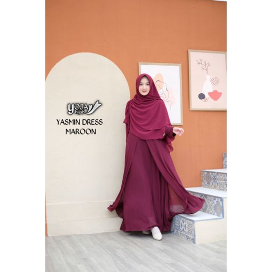 gamis ceruty yasmin set bergo