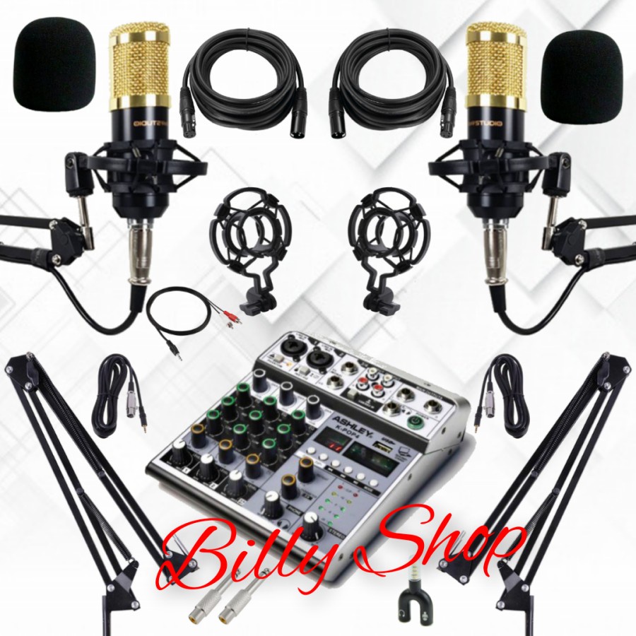 PAKET PODCAST 2 MIC BM 800 MIXER M HOUSE4,K POP 4 (PAKET 2 ORANG) SOUNDCARD