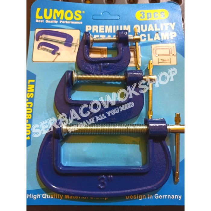 Lumos C Clamp - Klem C Set 3 pcs Penjepit Catok Kayu Clamp Set