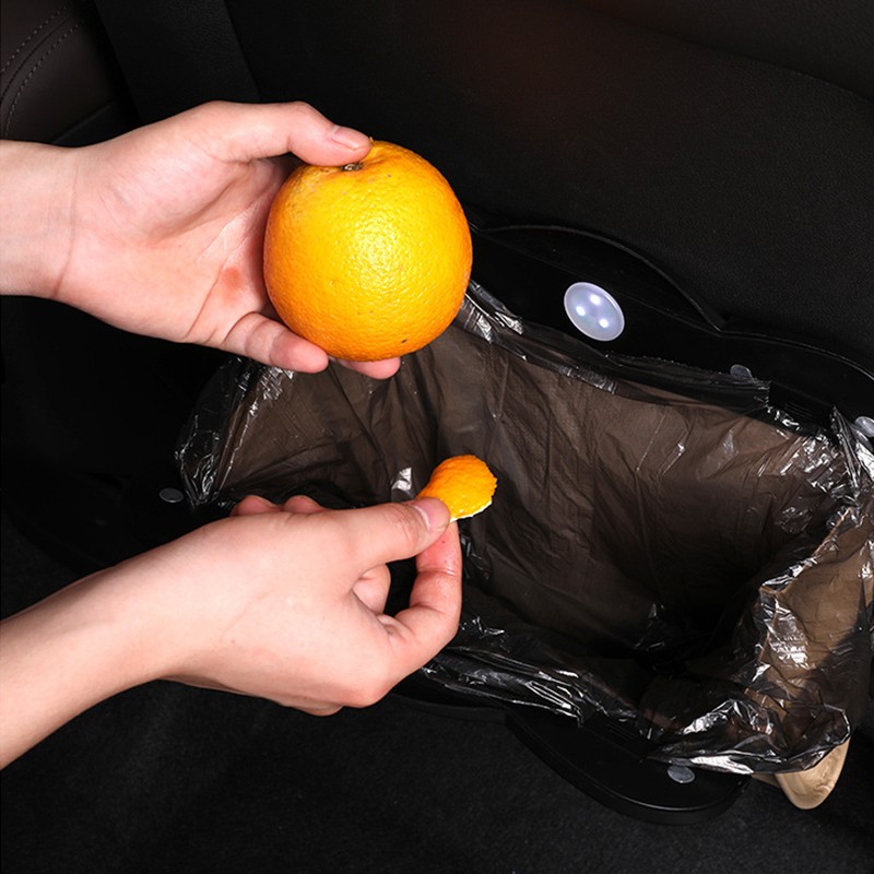 Car Seat Back Organizer Storage Bag With LED Light Auto Leather Seat Back Trash Bin Garbage Can Dustbin For BMW F30 E46 F10 E90 G20 E36 E39 E30 G30 E92 F20 X6 X1 X5 Z4 M3 X3 X4 5 7 Series 320I 218I 520I 530I 528I M2 730LI 740LI