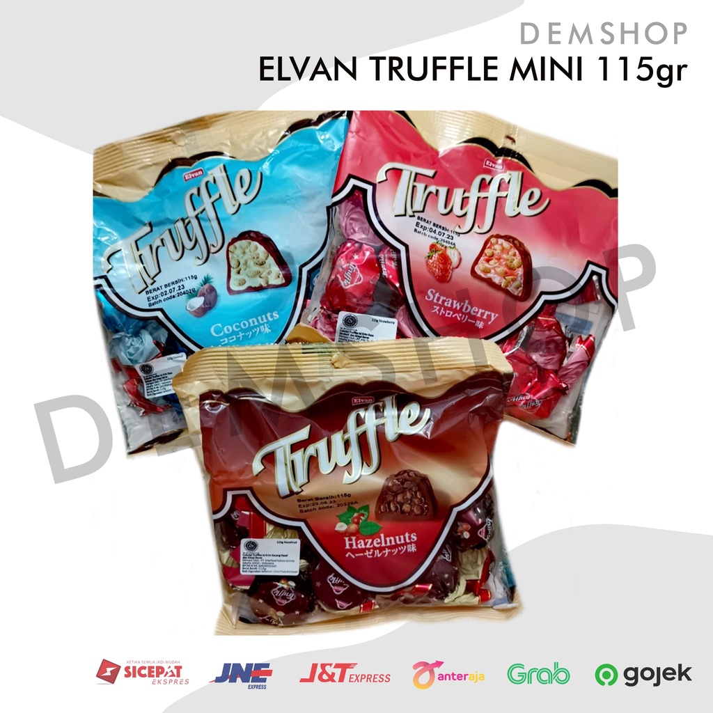 

Coklat Elvan Truffle Chocolate 115gr Cokelat Hazelnut Strawberry Coconut Turki Turkey Aneka Rasa