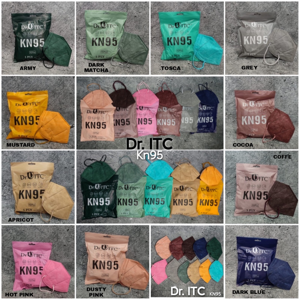 DR ITC KN95 EMBOS - MASKER KN95 5PLY DRITC EMBOS KEMENKES WARNA WARNI &amp; MIX