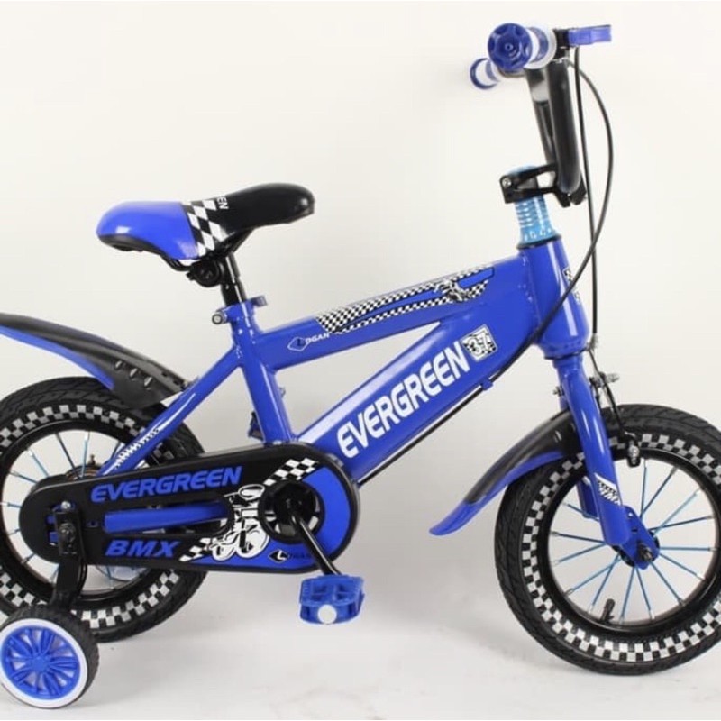 Sepeda mini BMX Logan 12 inch anak usia 3-7 tahun SNI roda 4 roda samping COD kredit cicilan garansi-biru