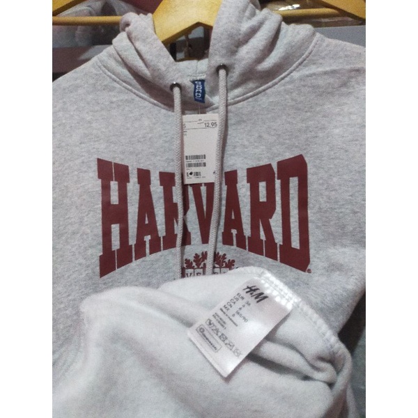 Hoodie H&amp;M Harvard Grey Hnm Pria Wanita Full Tag Free Paper Bag