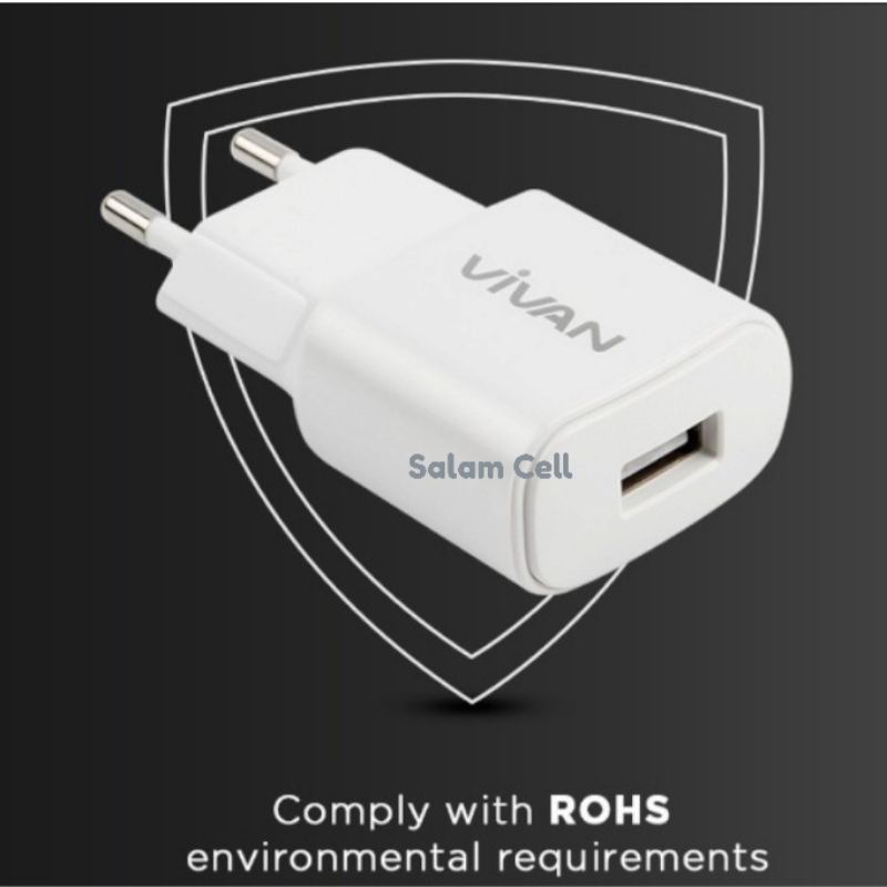 Charger Vivan Power OVAL 2 2.4A Micro Usb Original Garansi Resmi