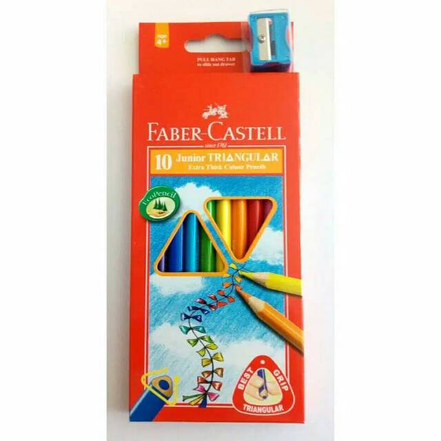 

Pensil warna Junior Triangular 10 warna Faber Castell Free Serutan