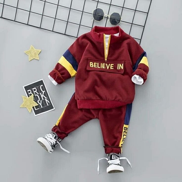 Set Sweater | Setelan Baju Sweater Jogger BELIEVE IN Anak Laki-laki Dan Perempuan 1-6 Tahun