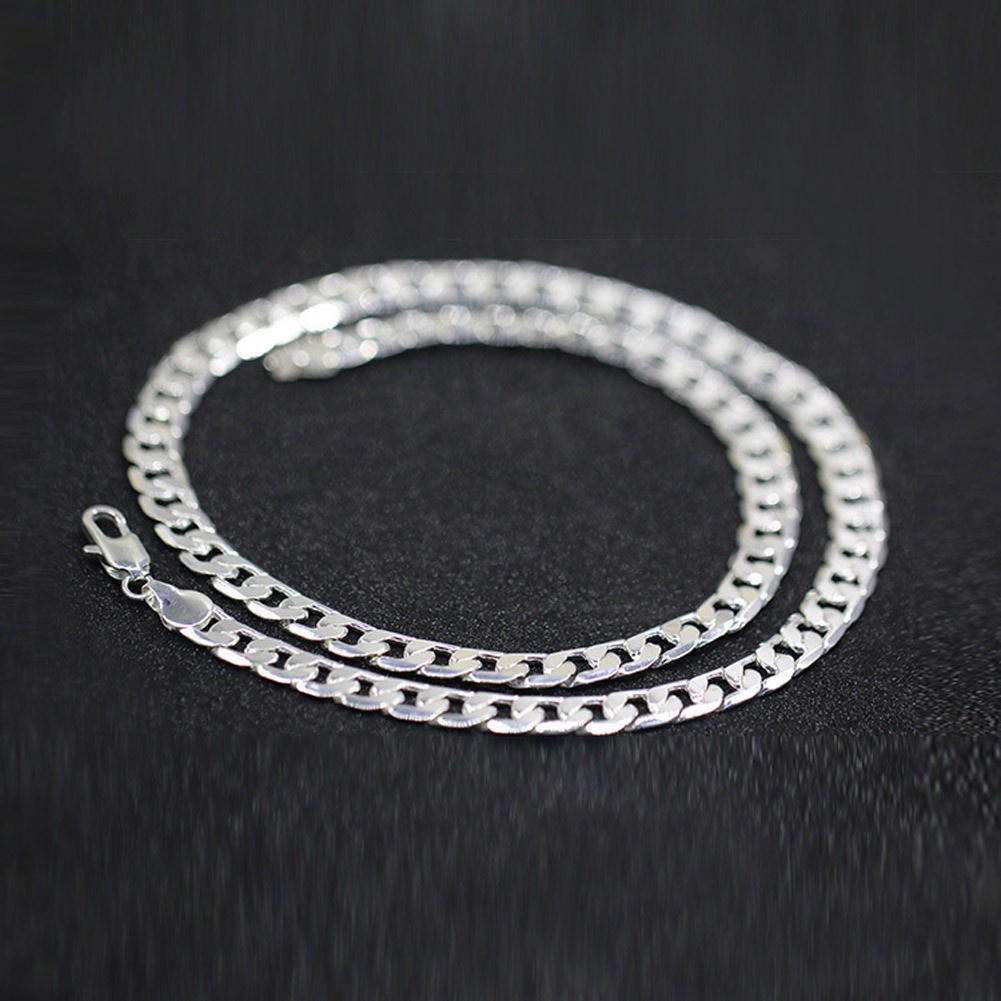 Width 6 Mm 925 Silver Silver Necklace For Men 925 Sterling Silver Chain Necklace