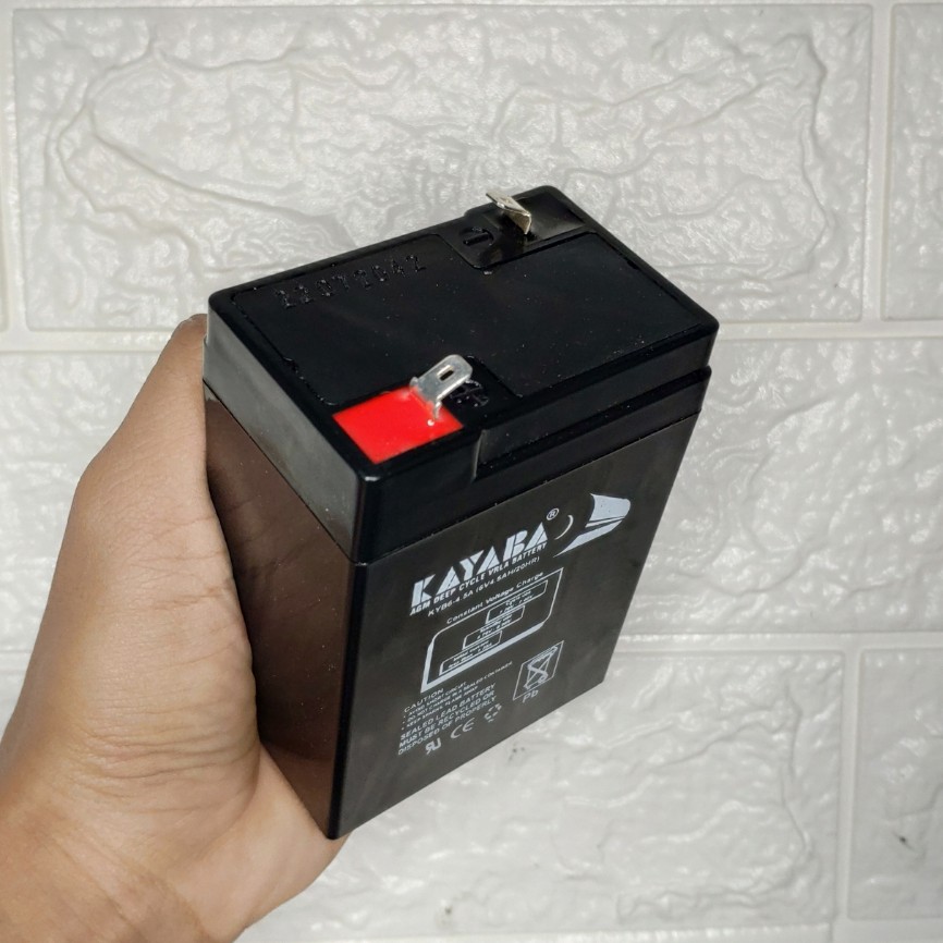 BATTERY LAMPU EMERGENCY LAMP BATERAI KAYABA 6V 4.5AH MOTOR MOBIL ANAK 6 VOLT 4 AMPER SPAREPART MAINAN VRLA