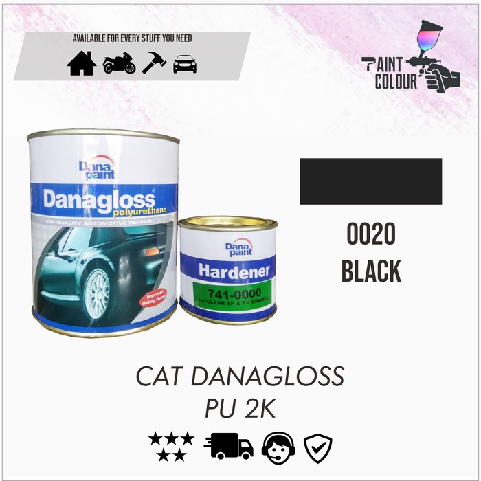 DANAGLOSS PU 2K 0020 Black - Cat Duco Mobil Besi Kayu Metal