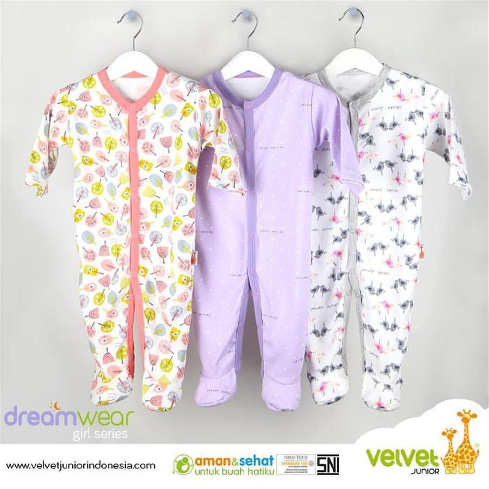 SNI jumper Sleepsuit Dreamware Velvet Junior, Sleepsuit anak pakaian Tidur Bayi velvet Pajama bayi