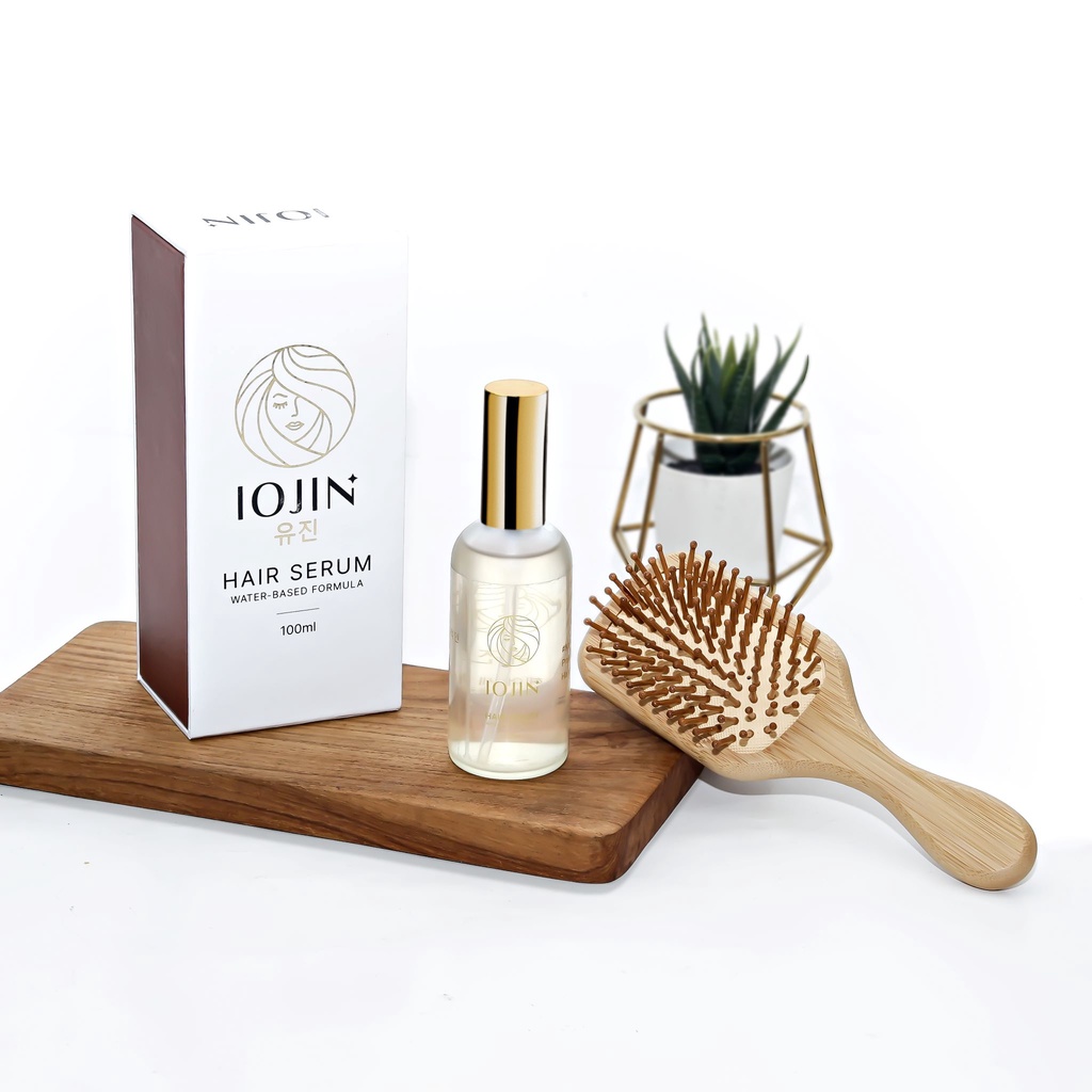 LEBIH HEMAT 2 PCS IOJIN HAIR SERUM 100ML FREE SISIR KAYU ANTI STATIS/ ANTI RONTOK