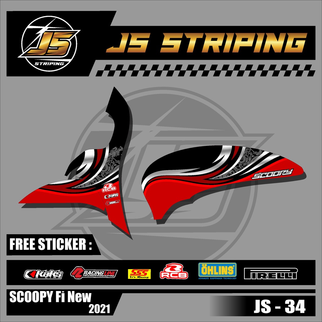 STRIPING SCOOPY NEW 2021 - Sticker Striping Variasi list HONDA SCOOPY 2021 JS-34 sporty