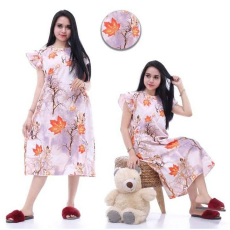 ECER DASTER JUMBO LD 130 CM / DASTER IBU UKURAN XXL /DASTER BUSUI /DASTERJUMBO MOTIF TERBARU / PAKAIAN WANITA-BUNGA SAKURA PINK