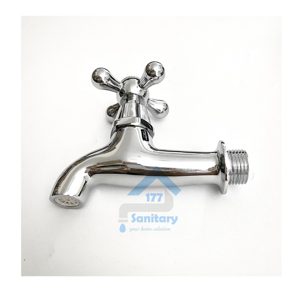 Kran Tembok Kuningan Baling Karet 5002- Keran Air taman Kamar Mandi putaran valve Faucet brass /H5