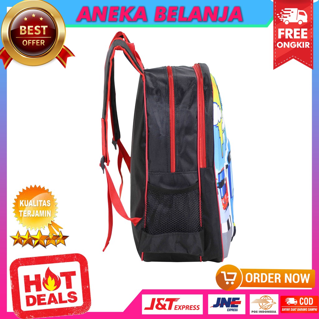 Ready Stock Tas Ransel Anak Cowok Embos Halus Gambar Kartun  Little Bus Merah Tas Keren Berkualitas Stylish