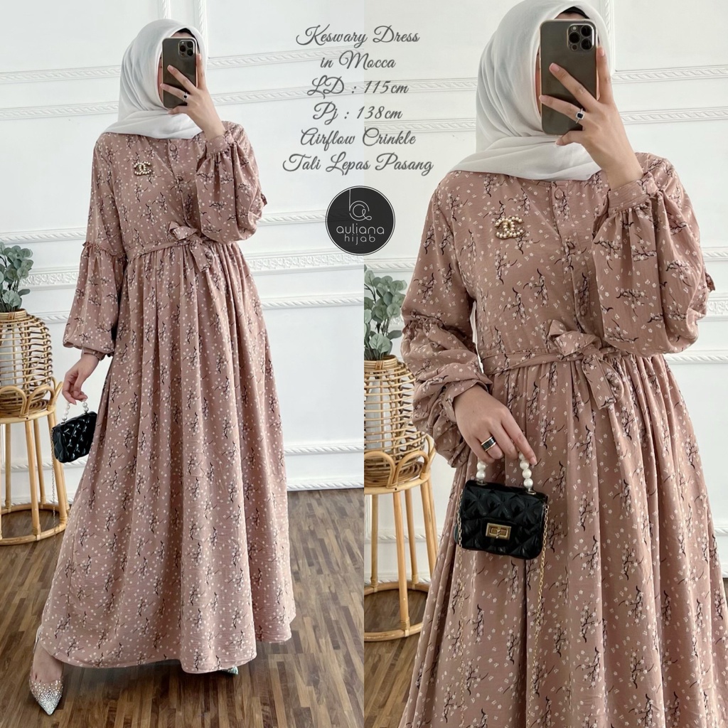 Gamis Crinkle | Keswary Dress in Mocca | Airflow Crinkle
