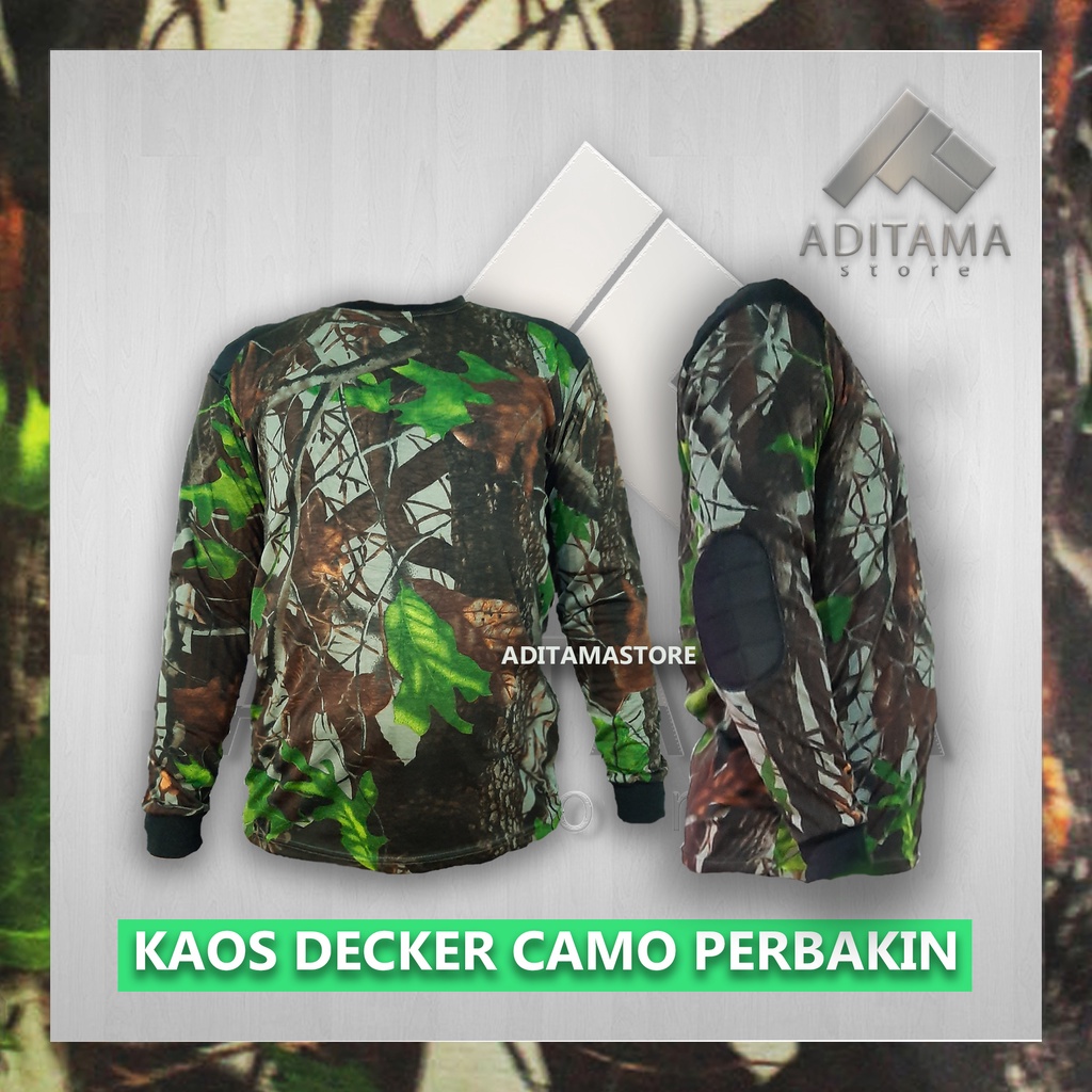 BAJU KAOS DECKER LORENG KAMUFLASE CAMO PERBAKIN HUNTING BERBURU