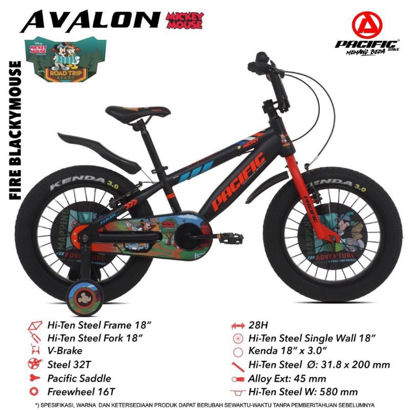 Sepeda Anak BMX 18 inch Pacific Avalon Ban Besar 3.0 Mickey Mouse