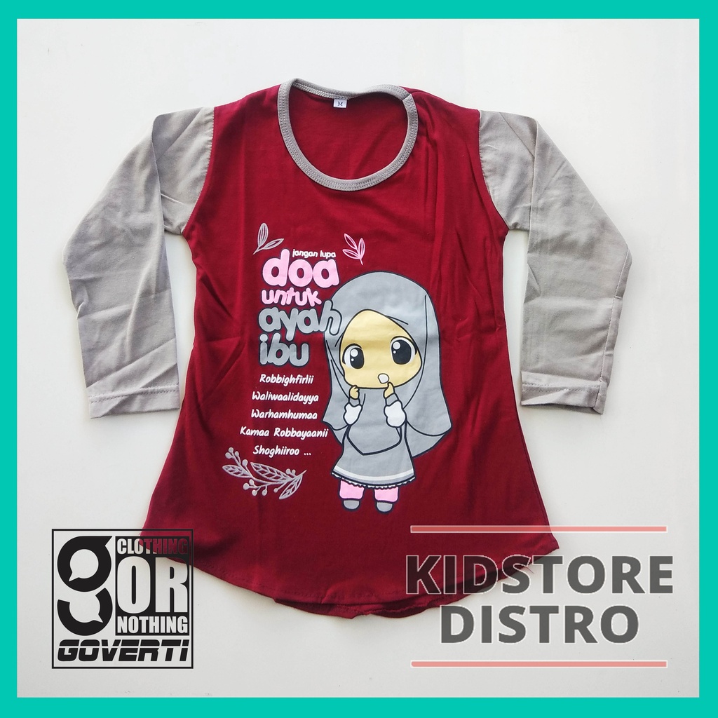 Baju Anak Islami / Kaos Anak Perempuan Lengan Panjang / Kaos Anak Muslimah / Kaos Dakwah Anak Muslim