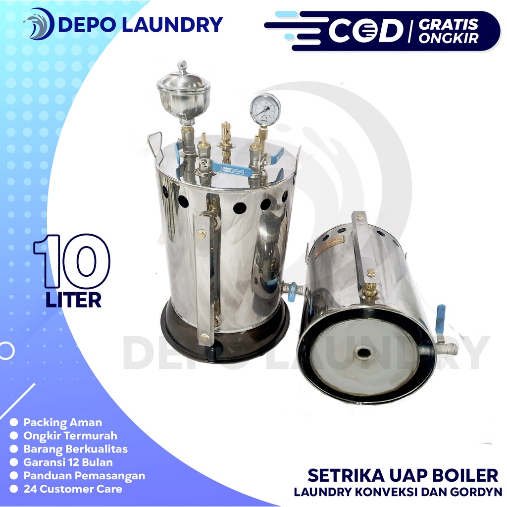 FREE ONGKIR Boiler Setrika uap gas 10 ltr Stainless