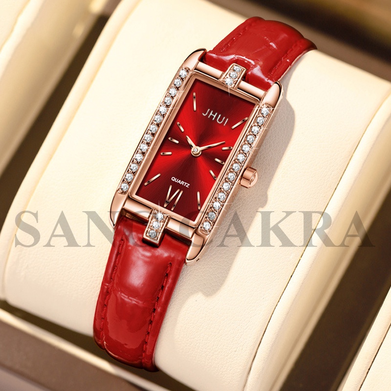 SANGCAKRA COD - Jam Tangan Wanita Jhui New Model Terbaru 2022 Kekinian Korea Style Strap Pu Dial Kotak Import  - JW10