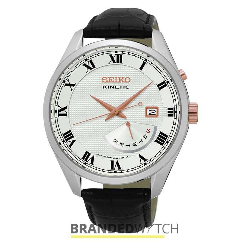 Jam Tangan Seiko Seiko Kinetic SRN073P1 Silver Case Original