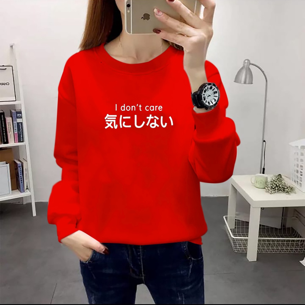 COLLECTION COOLS - ( BISA COD ) BAJU ATASAN I DON'T CARE KIPOT (S,M,L,XL,XXL) LENGAN PANJANG TERBARU-BAJU DISTRO CEWEK LENGAN PANJANG MASA KINI DAN TRENDY TERLARIS