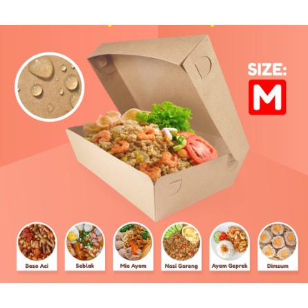 Brown Paper Craft Lunch Box Size M Lembaran / Lipatan - Lunch Box Coklat Craft Ukuran M Lembaran/Pap