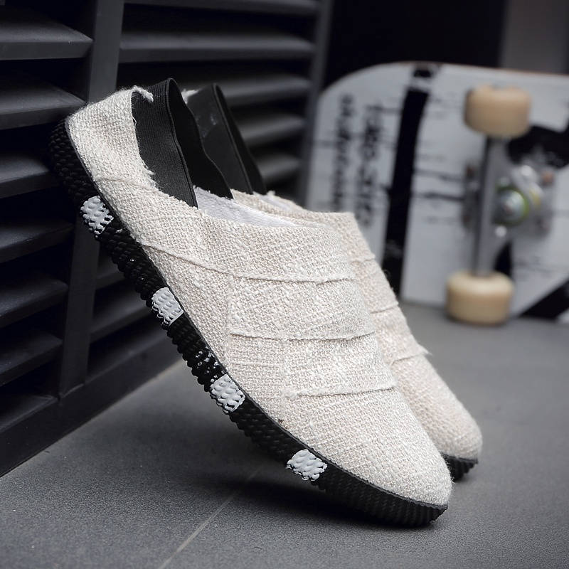 Fashion Sepatu Kanvas Pria Santai Casual Slip On Sepatu Kerja Kantor Kekinian Slop Olahraga Sepatu Tanpa Tali Kuliah 058