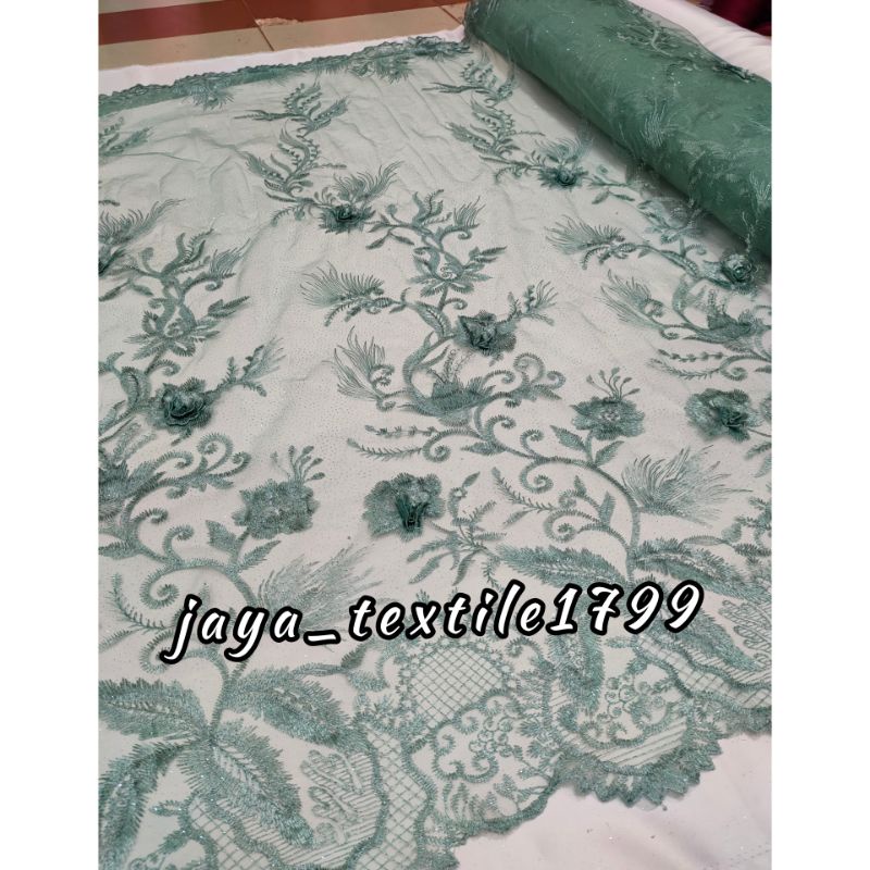 Kain Tile Tulle brokat kebaya/ Tile 3d / harga 0,5m